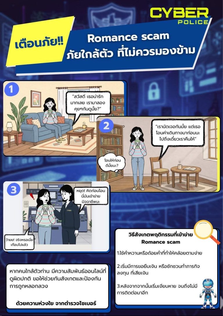 เตือนภัย Romance Scam “หลอกให้รัก หลอกให้โอน” ภัยใกล้ตัวที่ไม่ควรมองข้าม