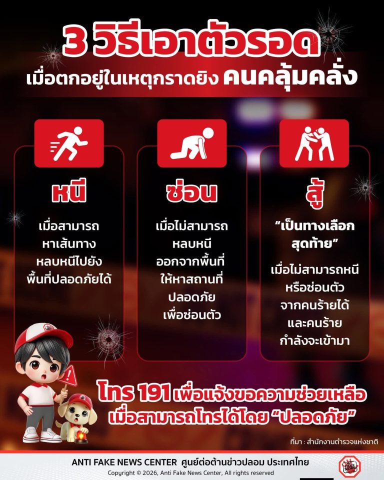 3 วิธีเอาตัวรอด เมื่อตกอยู่ในเหตุ กราดยิง/คนคลุ้มคลั่ง