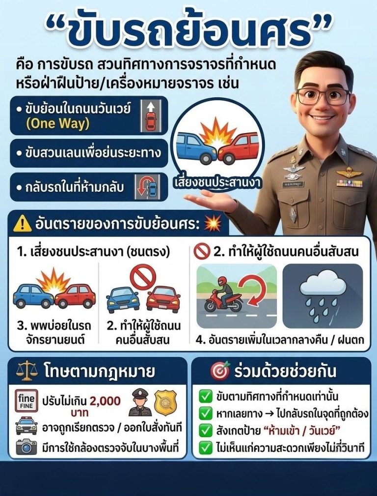 สงกรานต์ขับขี่ปลอดภัย “ไม่ขับรถย้อนศร” กันนะครับ