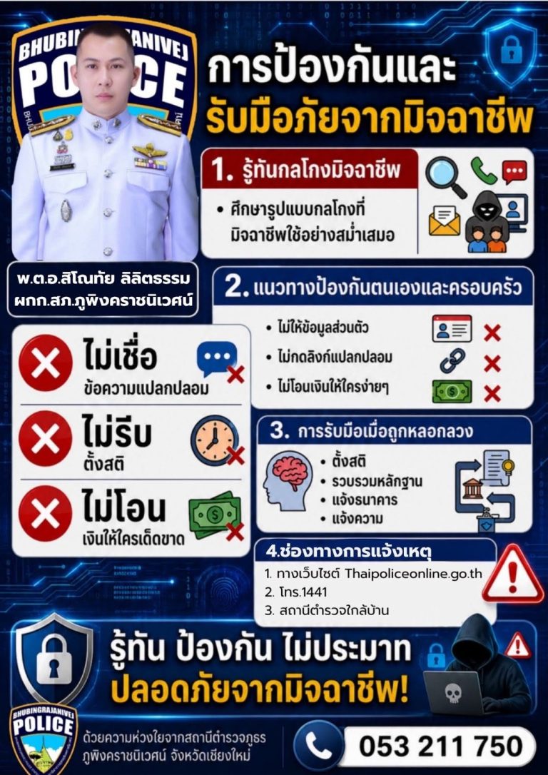 รู้ทัน ป้องกัน ไม่ประมาท ไม่เชื่อ ไม่รีบ ไม่โอน