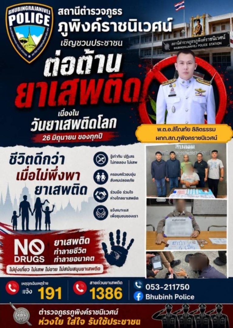 26 มิถุนายน วันต่อต้านยาเสพติดโลก “ไม่ยุ่งเกี่ยว ไม่เสพ ไม่ค้า และไม่สนับสนุนยาเสพติด”