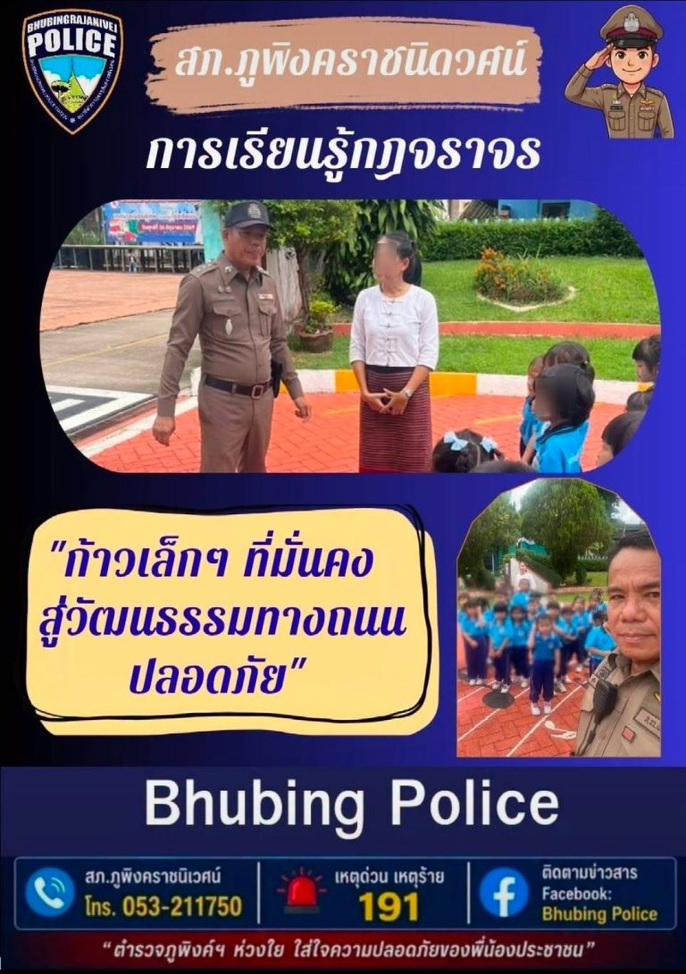 น่ารักสดใส! หนูน้อยศูนย์พัฒนาเด็กเล็กเทศบาลเมืองสุเทพ เรียนรู้กฎจราจร ปลูกฝังความปลอดภัยทางถนนร่วมกับ พี่ ๆ ตำรวจ ชมส.สภ.ภูพิงคราชนิเวศน์