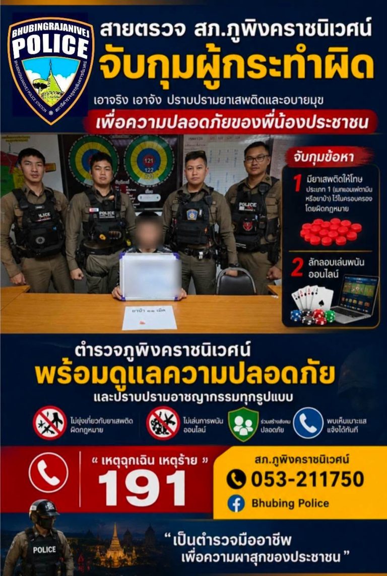 สายตรวจ สภ.ภูพิงคราชนิเวศน์ โชว์ผลงานรวบนักพนันพร้อมยา