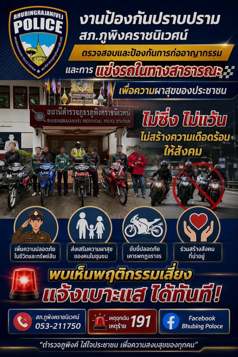 เจ้าหน้าที่ตำรวจสายตรวจและเจ้าหน้าที่ตำรวจปฎิบัติหน้าที่งานจราจร  ป้องกันเหตุการก่ออาชญากรรมและการแข่งรถในทางสาธารณะ