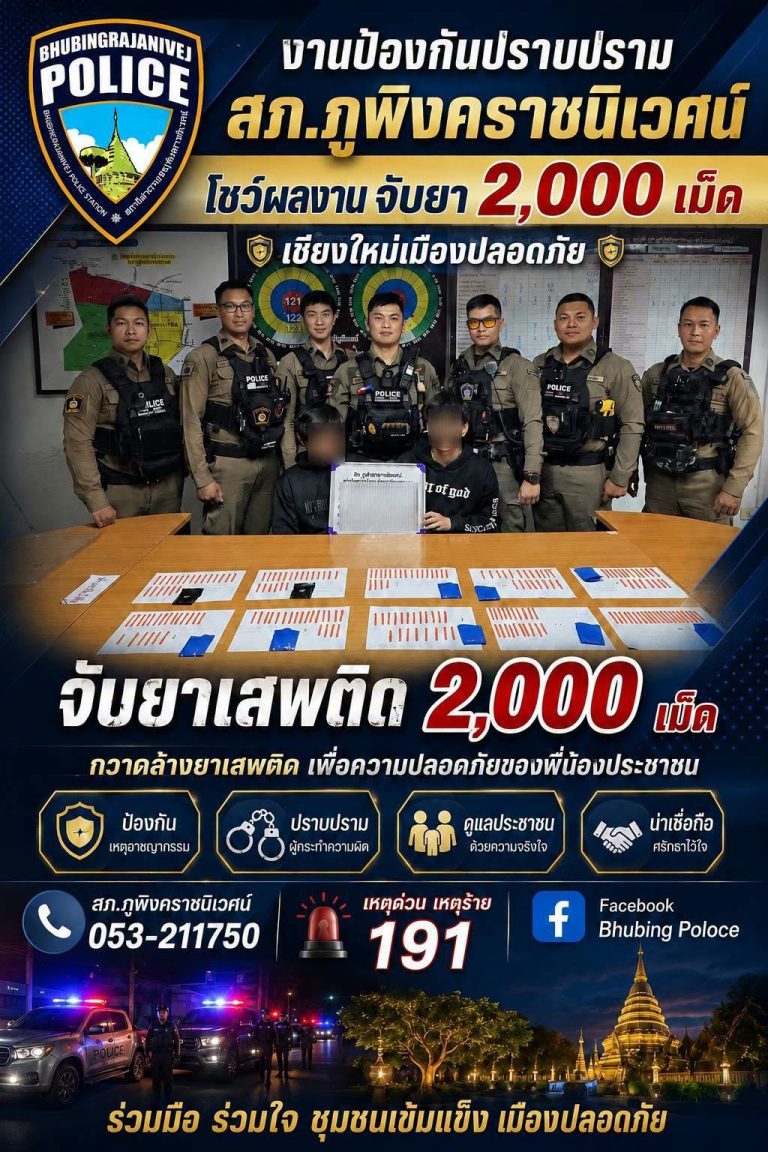 สายตรวจ สภ.ภูพิงคราชนิเวศน์ โชว์ผลงานจับยา 2,000 เม็ด