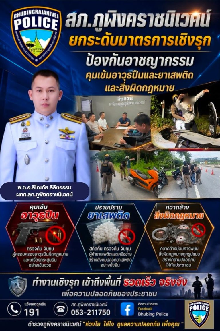 สภ.ภูพิงคราชนิเวศน์ ยกระดับมาตรการเชิงรุก คุมเข้มอาวุธปืน-ยาเสพติด และสิ่งผิดกฎหมายทุกรูปแบบ เพื่อความปลอดภัยสูงสุดของประชาชนและนักท่องเที่ยว